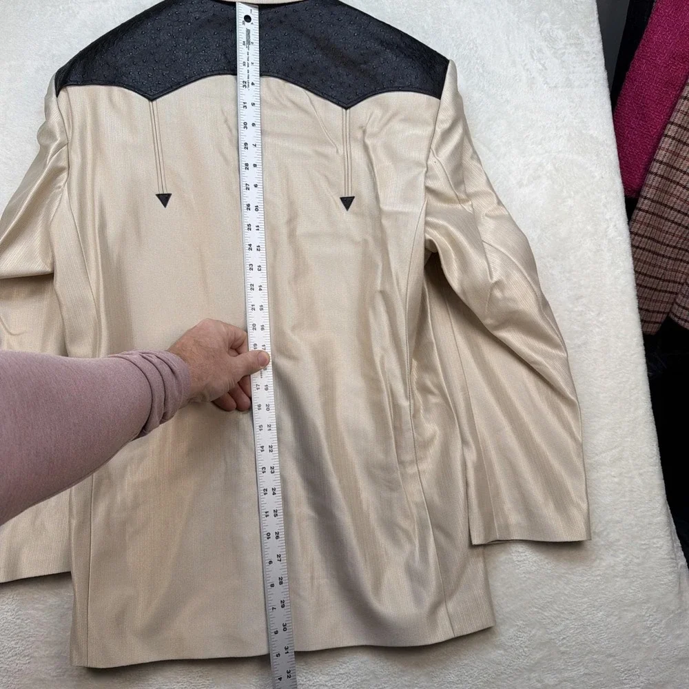 Vintage Western Suit Mens 44R 36 Beige Black Rockabilly Deadstock Set